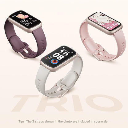 TIFOZEN Health Fitness Tracker Smart Watch with 24/7 Heart Rate, Blood Oxygen, Sleep Tracker, Pedometer, 3 Colorful Bands & 3ATM Waterproof Activity Tracker with Step Calorie Counter, Bubble Pink