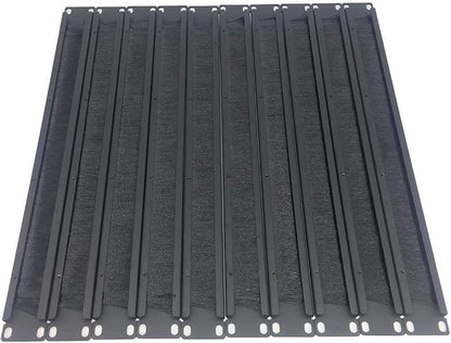 QiaoYoubang 10 Pack 1U Horizontal Rack Mount Cable Management Panel with Cable Entry Brush for 19-Inch Rack Or Cabinet Black (1UCMB1U10PC)