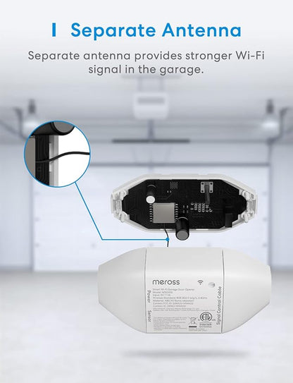 meross Smart WiFi Garage Door Opener Remote, App Control, Works with Alexa, Google Assistant and SmartThings, No Hub Needed（Non HomeKit Versions）