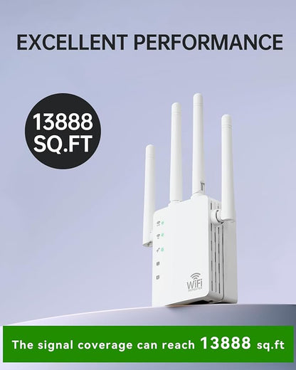 2026 WiFi Extender Signal Booster for Home, 10X Faster New Wireless Long Range Amplifier, Covers up to 13888 sq.ft, WiFi Booster Dual Band,WiFi Repeater with Ethernet Port & EasyMesh, Easy Setup