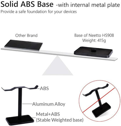 Avantree Neetto HS908 - Dual Headphones Stand for Desk, Aluminum Alloy & Metal Gaming Headsets Holder Hanger