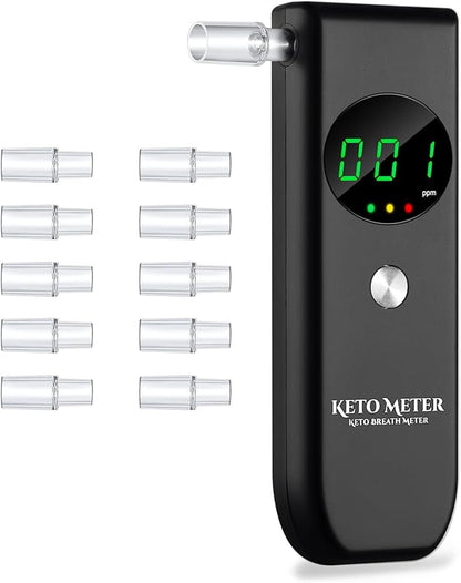 Home Ketosis Breath Analyzer, Professional Ketone Breath Monitoring Meter – High Precision Ketone Monitors Breath Analyzer Ketosis Tester with 10 Mouthpieces for Tracking Your Ketones
