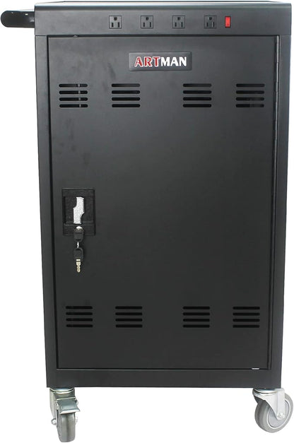 Thetilsy 35 Device Mobile Charging Station for Laptops/Tablets/iPads/Chromebooks,35 Bay Lockable Charging Cabinet with Power Strip for Classroom,School Charging Carts with Casters(Black)