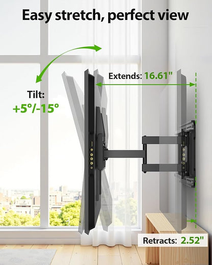 USX MOUNT Full Motion TV Wall Mount for Large TVs 42-97 Inch up to 150 lbs, Wall Mount TV Bracket with Swivel and Tilt, Fits 16",18", 24" Wood Studs, Max VESA 600x400mm Fit 65+ 75+ 85 86 90 TVs XML025