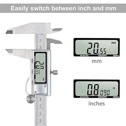 Digital Caliper, IP54 Waterproof Stainless Steel Caliper Measuring Tool, Vernier Caliper with Huge LCD Screen, Auto - Off Feature, Inch and Millimeter Conversion (6 Inch /150 mm)