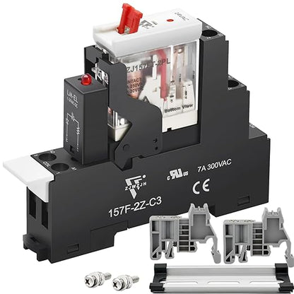 24V AC Relay Electromagnetic Relay 8 Amp 8Pin DPDT 2NO 2NC with Test Button, LED Light Module and Socket Base UL Certification (8 Pin- 5A, AC 24V)