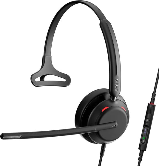 EPOS Impact 730 Mono Wired USB C and USB A Headset with Noise-Canceling Mic, in-Line Controls, High-Performance Audio, Comfortable Fit for Business Calls, Work from Home & Office Use