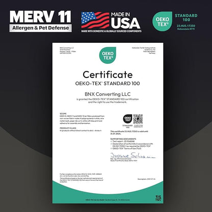 BNX TruFilter 14x18x1 Air Filter MERV 11 (6-Pack) - MADE IN USA - Allergen Defense Electrostatic Pleated Air Conditioner HVAC AC Furnace Filters for Allergies, Dust, Pet, Smoke, Allergy MPR 1200 FPR 7