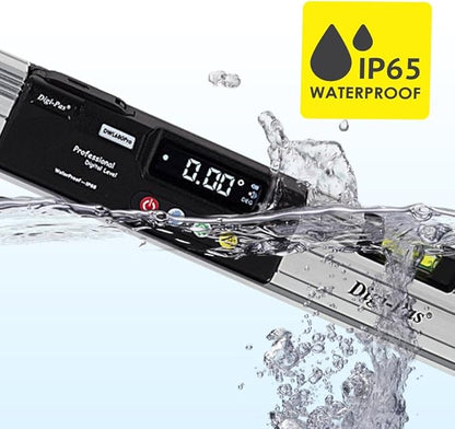 DigiPas DWL680PRO WATERPROOF IP65 Digital Electronic Level, 0.05°, BRIGHT LED display, 24-inch length