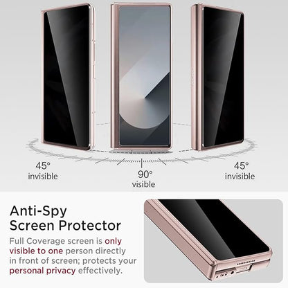 Miimall for Samsung Galaxy Z Fold 6 Case with Privacy Screen Protector, [Anti Spy] Built-in Adjustable Kickstand & Magnetic Hinge Protection Full-Body Protective Case for Galaxy Z Fold 6 5G Pink