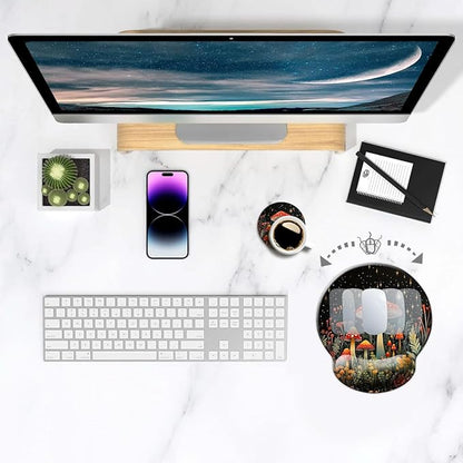 Ergo Comfort Gel Wrist Rest Mouse Pad-Ergonomic Office Mousepad with Wrist Support-Non-Slip, Design Desk Accessories Mat for Home&Game Decor Mushroom Star
