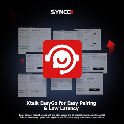SYNCO XTalk Pro5 XPro X5 2.4GHz Wireless Headset Communication System Random Master Device 500m Operating Range Real-time Monitoring AI Noise Reduction Headset for Movie Shoot Live Show (5Pcs)