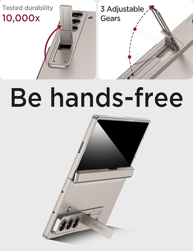 Miimall for Samsung Galaxy Z Fold 7 Case with Privacy Screen Protector, Built-in Adjustable Kickstand & Magnetic Hinge Protection All-Inclusive Protective Case for Galaxy Z Fold 7 5G Titanium Grey