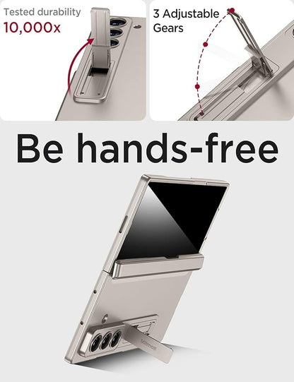 Miimall for Samsung Galaxy Z Fold 7 Case with Privacy Screen Protector, Built-in Adjustable Kickstand & Magnetic Hinge Protection All-Inclusive Protective Case for Galaxy Z Fold 7 5G Titanium Grey