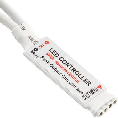 ABI Inline IR Controller with 24 Key Remote for 12V RGB LED Strip Light