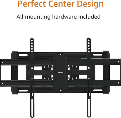 Amazon Basics Heavy Duty Dual Arm, Full Motion Articulating TV Mount for 37" to 80" TVs up to 132 lbs, Fits LED LCD OLED Flat Curved Screens, Black