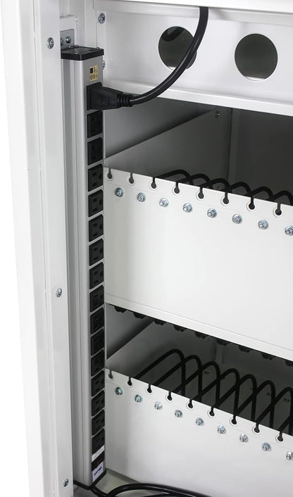 Thetilsy 35 Device Mobile Charging Station for Laptops/Tablets/iPads/Chromebooks,35 Bay Lockable Charging Cabinet with Power Strip for Classroom,School Charging Carts with Casters(White)