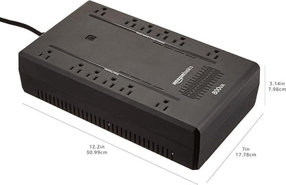 Amazon Basics UPS Battery Backup & Surge Protector 800VA/450W, 12 Outlets, Standby Uninterruptible Power Supply, for Power Outage Protection, Compact, Black