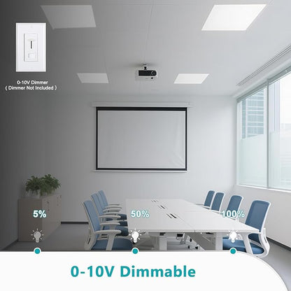 VocgoUU 2x2 LED Flat Panel Light for Drop Ceiling, 5500LM, 0-10V Dimmable, 30W/40W/50W Selectable, 4CCT 3000K/4000K/5000K/6000K, ETL Listed, 100-277V, 8 Pack