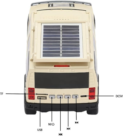 WSTER Solar Off-Road Car Bluetooth Speaker – HD Stereo Sound with TWS Pairing, TF/USB Playback, Portable Bluetooth Car Speaker for Home Audio, Outdoor Use & Retro Gifts for Men (Beige)