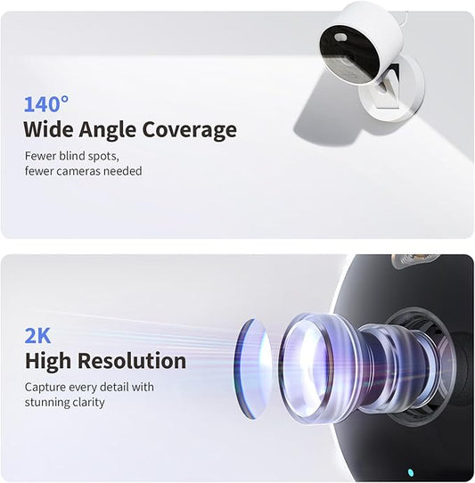 Aqara G100, 2K Indoor/Outdoor Security Camera, HomeKit Secure Video, 2-Way Audio, Spotlight Color/IR Night Vision, AI Detection, 140° FOV, Wi-Fi 6, Supports HomeKit, Alexa, Google and IFTTT, White