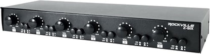 Rockville Z-SIX 300W 6-Zone Audio Zoner 8-Ohm, Multi-Room Control, Dual Source Inputs, Volume Control, for Home and Commercial Audio Systems