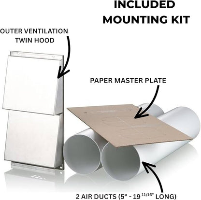 VENTS-US Micra 60 Kit – Ductless Wall Mount HRV Ventilation Fan with Included Mounting Kit Circulates Fresh Air In, Stale Air Out Reducing Heating Costs