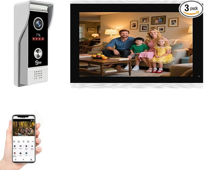 Video Doorbell Intercom System,10 Inches Touch Screen (Silver) Video Doorbell Door Phone System,Support Remote Unlock, Dual-Way Intercom,Night Vision for Villa House Apartment (1-Camera + 1-Monitor)