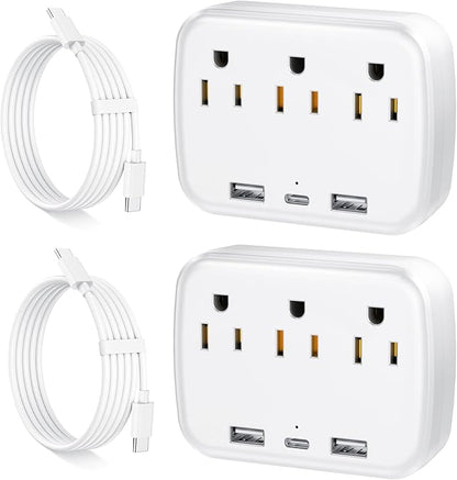 Penemay Multi Plug Wall Outlet Splitter With USB, Multiple Outlet Extender Surge Protector With 3 USB Ports(1 USB C PD20W), Electrical Outlet Adapter Extension for Travel Home Office Dorm 2 Pack White