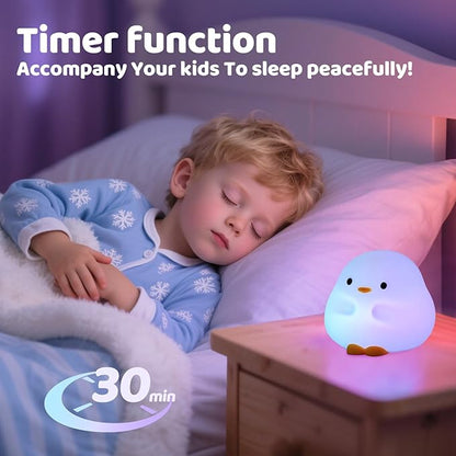 Rytinazzz Duck Night Light, Color Changing Mode & 50-Hour Battery, Squishy Silicone Lamp for Kids Room, USB Rechargeable with Timer, Valentines Gifts
