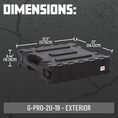 Gator Cases Pro Series 2U Rack Case with Standard 19" Depth, Roto Molded Made in USA (G-PRO-2U-19)