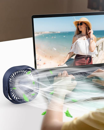 RJVW 4 Inch Small USB Desk Fan, 3-Speed Portable & 360°Rotatable Mini Cooling Fan, USB-Powered Desktop Fan for Home Office Bedroom Dorm Indoor Outdoor Summer Gift