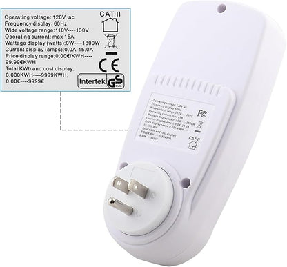 Klanata LCD Display Digital Power Meter, Voltage Monitoring with Overload, Wattage and KWH Measurement for Home Energy Efficiency