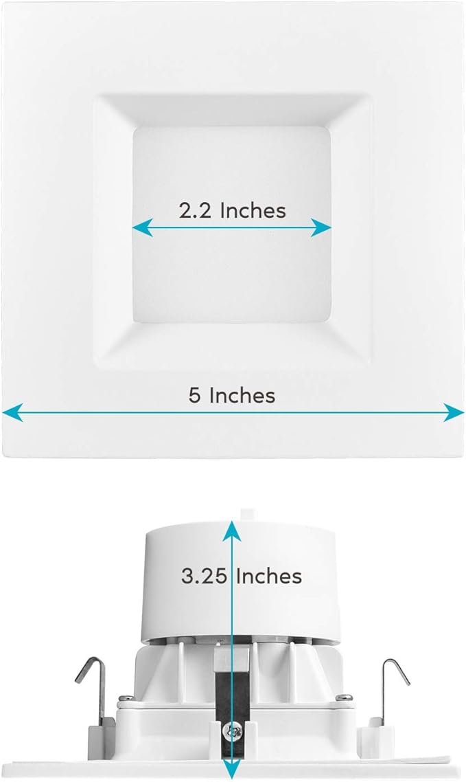 LUXRITE 4 Inch Square Recessed LED Can Lights, CCT Color Temperature Selectable 2700K | 3000K | 3500K | 4000K | 5000K, Dimmable Recessed Lights, 750 Lumens, CRI 90, Energy Star, Wet Rated (4 Pack)