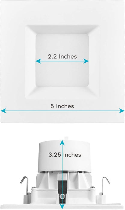 LUXRITE 12 Pack 4 Inch Square Recessed LED Can Lights, CCT Color Temperature Selectable 2700K | 3000K | 3500K | 4000K | 5000K, Dimmable Recessed Lights, 750 Lumens, CRI 90, Energy Star, Wet Rated