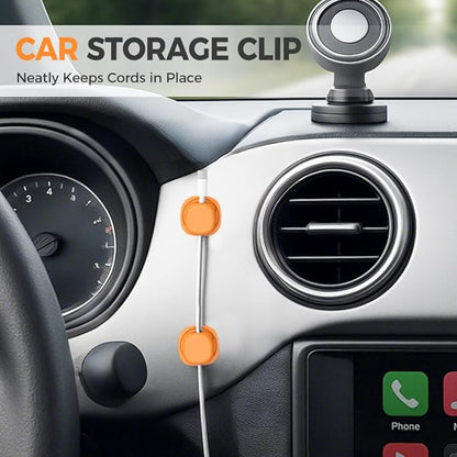 Magnetic Cord Organizer Holder, Upgrade Cord Holder for Nightstand, Adhesive Wire Cable Clips Management Kit for Phone Charger, Computer, Home, Office, Desk, Nightstand (Orange, 3 Packs)