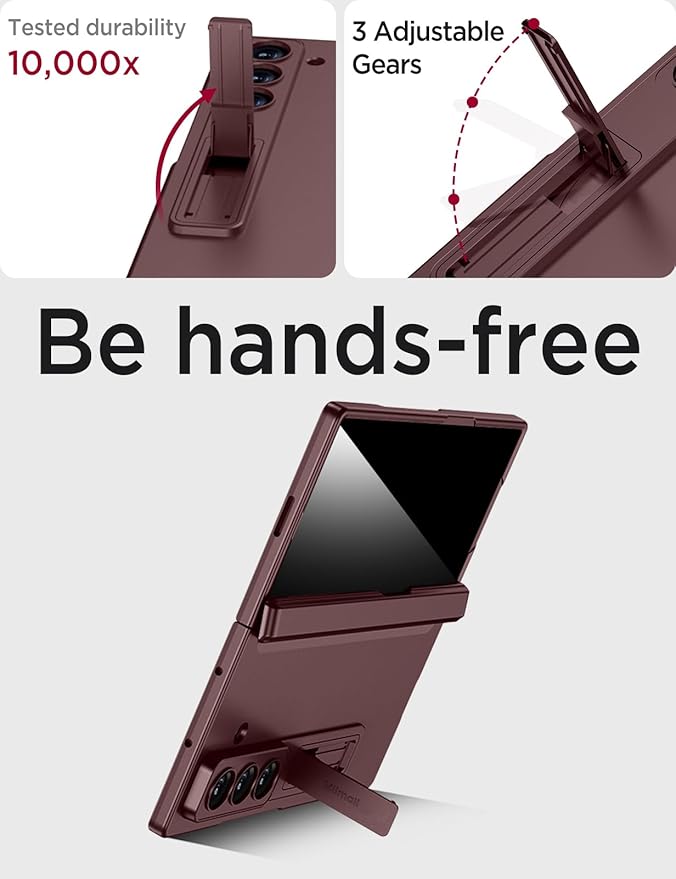 Miimall for Fold 7 Case with Privacy Screen Protector, Z Fold 7 Phone Case Stand, Heavy Duty, Full-Body Magnetic Hinge Protection Shockproof All-Inclusive Cases for Galaxy Z Fold 7 Wine Red