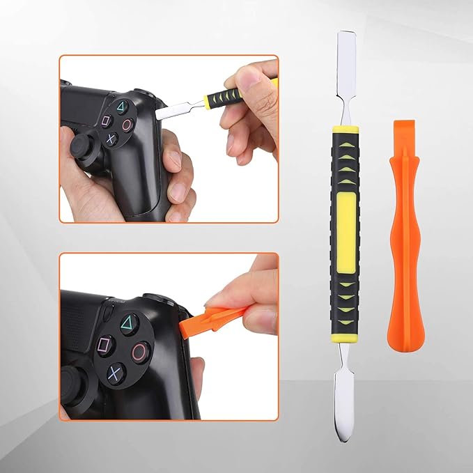 JOREST Cleaning Repair Tool Kit for PS5 PS4, with PH00 PH0 PH1 Phillips and T8 Torx Security Screwdriver set for Sony Playstation 3/4/5 Controller, Console, and Accessories, Crowbars, Tweezer, Screws