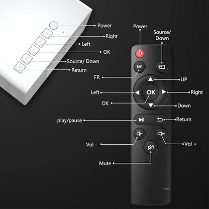 PVO Projector WiFi Portable Mini Projectors 1080P, Phone Screen Can Be Mirrored to Video Projector via WiFi, Movie Projectors Compatible with Smartphone/ Tablet/ Laptop/TV Stick/PS/Type-C/USB Drive