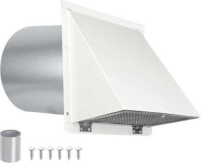 12 Inch Hooded Wall Vent with Screen and Damper,Outdoor Wall Exhaust Cover Cap Dryer Vent Cover for Duct HVAC Dryer AC Range Hood Exterior Cooling Ventilation and Outside Air Exhaust,Galvanized Steel