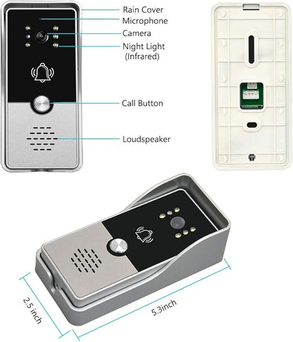 AMOCAM Video Doorbell Intercom System, 7 Inches Alloy Panel Monitor HD Camera Wired Video Door Phone Kits, Support Unlock, Monitoring, Dual-Way Intercom Indoor Outdoor for Villa Office Apartment