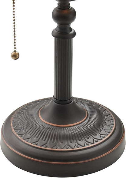 Newrays Matted Orange Glass Bankers Desk Lamp with Pull Chain Switch Plug in Fixture