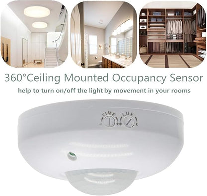Sensky 360 Degree Ceiling Mount Occupancy Sensor, 110-240V PIR Motion Sensor Switch, High Sensitive Movement Detector Light Switch, Neutral Required(Max Detection Distance: 6 m)