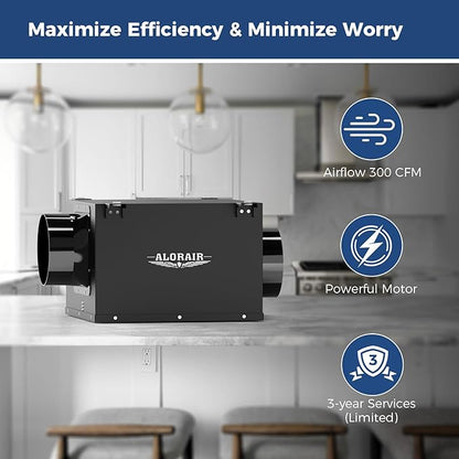 ALORAIR 6 Inch Inline Bathroom Exhaust Fan, 300 CFM Ultra Quiet Ventilation Fan for Bathroom, Attic, Kitchen, Garage – Powerful Airflow, Durable, Easy Installation