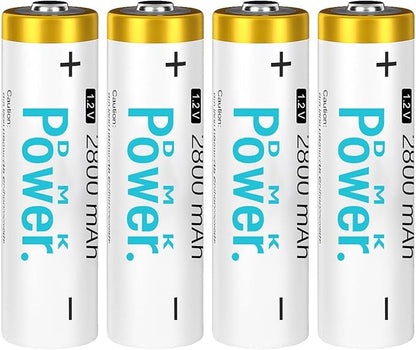 DMK POWER Rechargeable AA Batteries,2800mAh High Capacity Batteries 1.2V NiMH Low Self Discharge (4pcs)