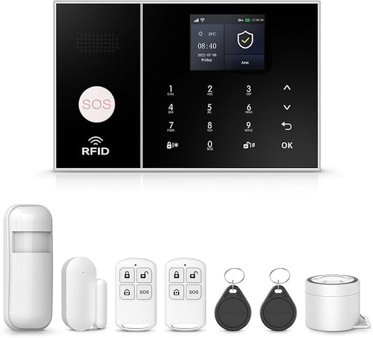 PGST WiFi Alarm System for Home Security,DIY Door Alarm Sensors,Tuya App Remote Control,Work with Alexa&Google for Villa,Apartment,Cabage,No Contract Fee