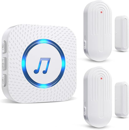 SanJie Wireless Door Chime Sensor, When Door Opens, Entry Alarm for Business/Home/Kids, 5 Adjustable Volume Ringer Alert 2 Sensors + 1 Receivers, 500 FT Range,26 Chimes