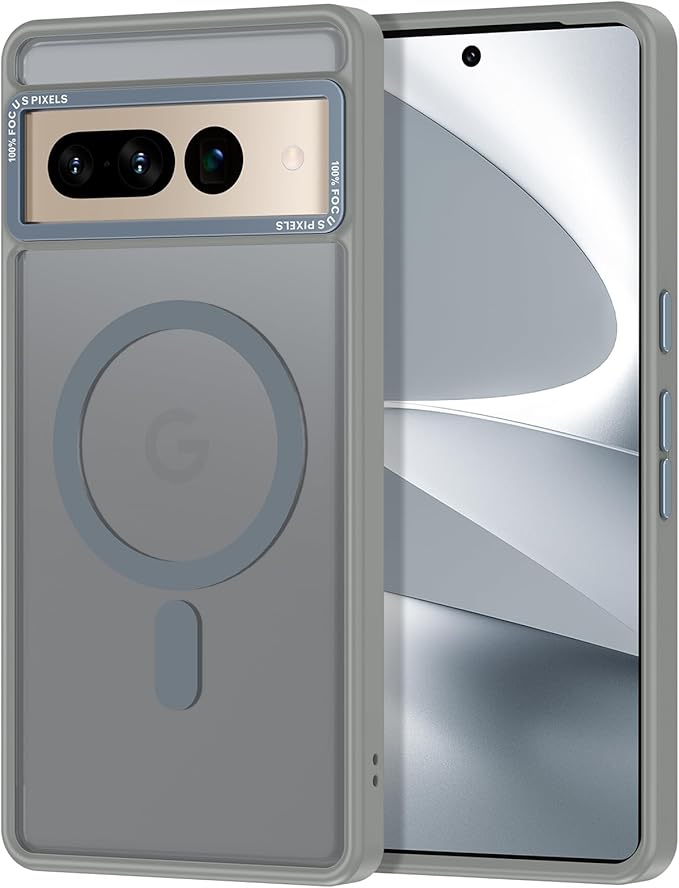 Magnetic for Google Pixel 7 Pro Case, [Military Grade Drop Protection] [Compatible with MagSafe] Shockproof Slim Translucent Matte Anti-Slip for Women Girls Men Case, Gray