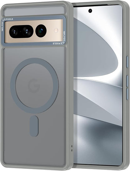 Magnetic for Google Pixel 7 Pro Case, [Military Grade Drop Protection] [Compatible with MagSafe] Shockproof Slim Translucent Matte Anti-Slip for Women Girls Men Case, Gray