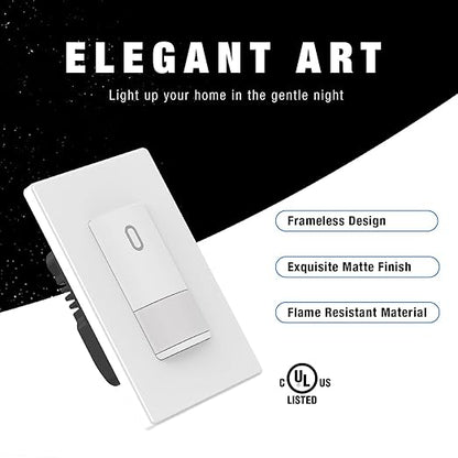 ELEGRP Matte White Single Pole Occupancy Motion Sensor Light Switch, Need Neutral Wire, 120° Sensor Coverage PIR Infrared Motion Activated, for CFL/LED/MLV/INC/HAL/Fan, UL, 6 Pack